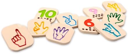 Plantoys אריחי שלטי יד מעץ עם מספרים 1 - 10 כדי לעזור ללמוד שפת סימנים | מיוצר בר-קיימא מגומי וצבעים וצבעים לא רעילים